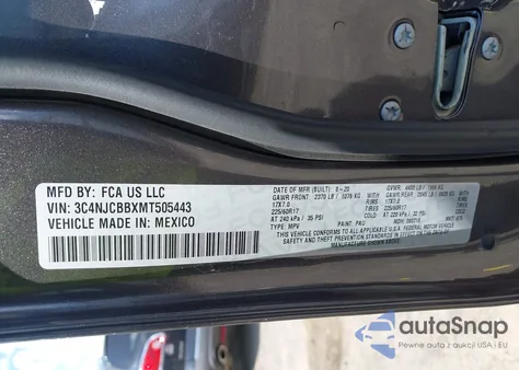 2021 Jeep Compass Latitude Fwd from USA, damaged, VIN 3C4NJCBBXMT505443